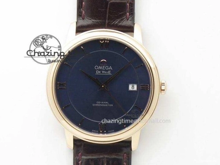 0104 De Ville Chronograph RG OMF 1:1 Best Edition Black Dial On Black Leather Strap A Sophisticated 8106